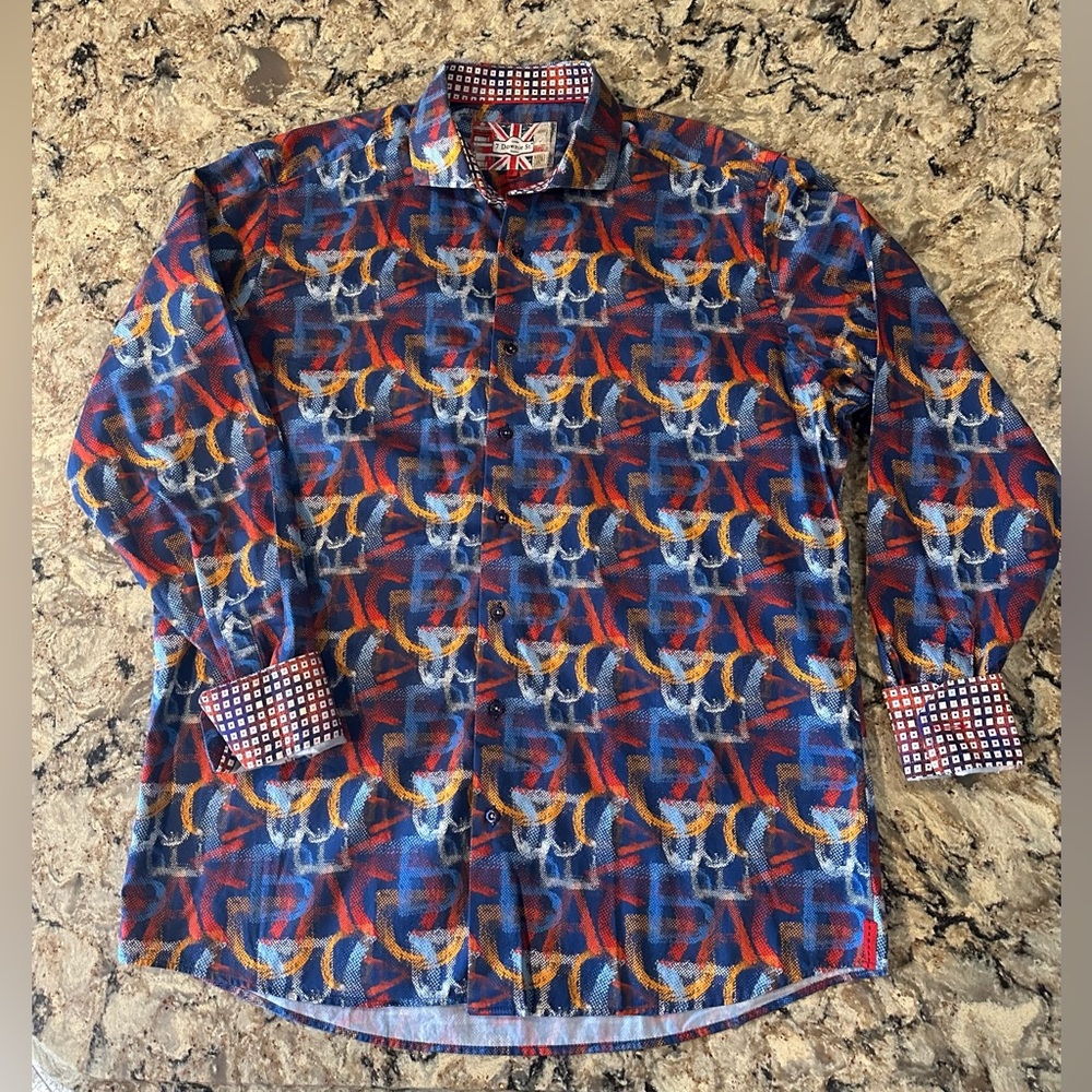 7 Donnie St Couture Men’s XL Size 6 Abstract Geometrical Long Sleeve Sport Shirt
